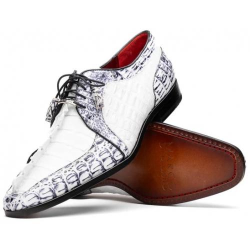 Marco Di Milano ''Caribe'' White / Newspaper Genuine Hornback Caiman Crocodile Dress Shoes